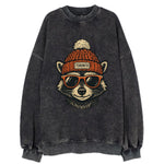 Toronto Raccoon wearing Toronto beanie with pom pom and wayfarer sunglasses - Vintage Sweatshirt
