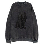 Field Spaniel - Black silky coat embroidered pose - Vintage Sweatshirt