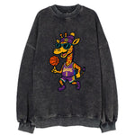 California Giraffe wearing Lakers beanie with palm tree patch and wayfarer - Vintage Sweatshirt