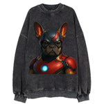 French Bulldog Iron Man  - Vintage Sweatshirt