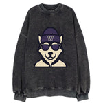 Seattle Husky wearing Washington beanie with W patch - Vintage Sweatshirt