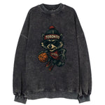 Toronto Raccoon wearing Raptors beanie with CN Tower patch and wayfarer - Vintage Sweatshirt