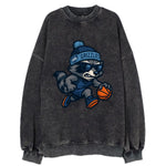 Memphis Raccoon wearing Grizzlies beanie with riverboat patch and wayfarer - Vintage Sweatshirt