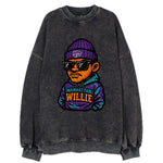 Manhattan Willie wearing Kansas State beanie with powercat patch - Vintage Sweatshirt