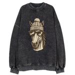 Kentucky Thoroughbred Horse wearing Louisville beanie with pom pom and - Vintage Sweatshirt