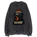 Oxford Black Bear wearing Ole Miss beanie with rebel patch - Vintage Sweatshirt