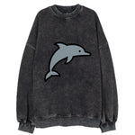 Bottlenose Dolphin - Gray jumping pose flat side profile - Vintage Sweatshirt