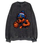 Philly Pitbull wearing Sixers beanie with Liberty Bell and wayfarer sunglasses - Vintage Sweatshirt
