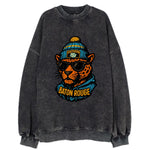 Baton Rouge Jaguar wearing Southern beanie with SU patch - Vintage Sweatshirt