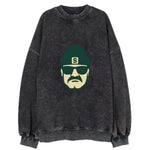 East Lansing Spartan wearing Michigan State beanie with S patch - Vintage Sweatshirt