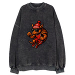 Houston Armadillo wearing Rockets red and silver beanie with rocket ship and - Vintage Sweatshirt