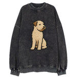Soft Coated Wheaten Terrier - Light tan flowing coat embroidered pose - Vintage Sweatshirt