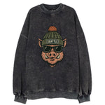 Washington Hog wearing Seattle beanie with pom pom and wayfarer sunglasses - Vintage Sweatshirt