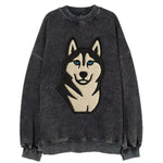 Husky - Blue eyes close-up portrait - Vi Vintage Sweatshirt