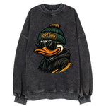 Eugene Duck wearing Oregon beanie with O patch - Vintage Sweatshirt
