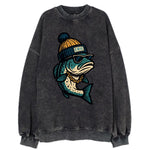 Erie Lake Trout wearing Erie beanie with - Vintage Sweatshirt