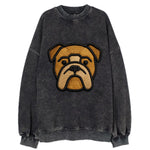 Bulldog - Minimalist geometric design wi - Vintage Sweatshirt