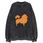 Pomeranian - Orange fluffy flat side profile - Vintage Sweatshirt