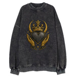 Celtic knot crown with woven strands merging into copper hands shielding a - Vintage Sweatshirt