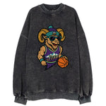 Utah Bighorn wearing Jazz beanie with mountain melody patch and wayfarer - Vintage Sweatshirt