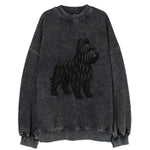 Briard - Black wavy coat embroidered herding pose - Vintage Sweatshirt