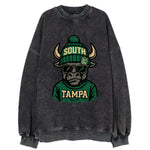Tampa Bull wearing South Florida beanie with USF patch - Vintage Sweatshirt