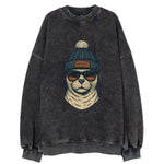 Rhode Island Harbor Seal wearing Providence beanie with pom pom and wayfarer - Vintage Sweatshirt