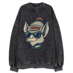 San Antonio Bat wearing San Antonio beanie with pom pom and wayfarer sunglasses - Vintage Sweatshirt