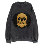 Japanese Chin - Modern flat-face logo wi - Vintage Sweatshirt