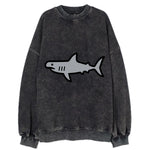 Hammerhead Shark - Gray distinctive head flat side profile - Vintage Sweatshirt