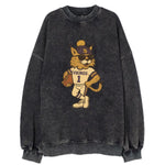 Minneapolis Lynx wearing Vikings beanie with Norse patch and wayfarer - Vintage Sweatshirt