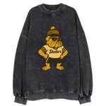 Pittsburgh Bulldog wearing Steelers black and gold beanie with pom pom and - Vintage Sweatshirt