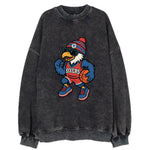Philadelphia Eagle wearing 76ers red white and blue beanie with bell patch and - Vintage Sweatshirt