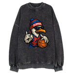 LA Seagull wearing Clippers red white and blue beanie with ship patch and - Vintage Sweatshirt