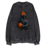 Manhattan Pigeon wearing Knicks beanie with skyline patch and wayfarer - Vintage Sweatshirt