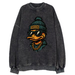 Eugene Duck wearing Oregon beanie with p - Vintage Sweatshirt