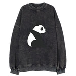 Panda - Black and white sitting pose flat side profile - Vintage Sweatshirt