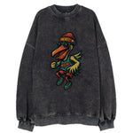 Miami Pelican wearing Heat beanie with sunset patch and wayfarer sunglasses - Vintage Sweatshirt