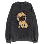 Pug - Tilted head with tongue out - Vintage Sweatshirt