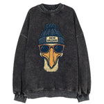 New Orleans Pelican wearing New Orleans beanie with pom pom and wayfarer - Vintage Sweatshirt