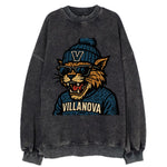 Villanova Wildcat wearing Villanova beanie with V patch - Vintage Sweatshirt