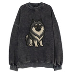 Keeshond - Gray and black spectacles embroidered design - Vintage Sweatshirt