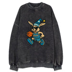 Orlando Rabbit wearing Magic blue and silver beanie with wizard hat and - Vintage Sweatshirt