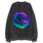 Primordial crocodile with scales pulsing plasma energy in green and purple, - Vintage Sweatshirt