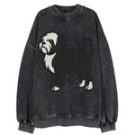 Löwchen - Black and white lion trim embr - Vintage Sweatshirt
