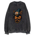 South Dakota Coyote wearing Sioux Falls beanie with pom pom and wayfarer - Vintage Sweatshirt
