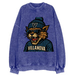 Villanova Wildcat wearing Villanova beanie with V patch - Vintage Sweatshirt
