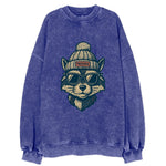 Arizona Ringtail wearing Phoenix beanie with pom pom and wayfarer sunglasses - Vintage Sweatshirt