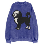 Löwchen - Black and white lion trim embr - Vintage Sweatshirt