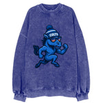 Indianapolis Colt Horse wearing Colts blue and white beanie with pom pom and - Vintage Sweatshirt